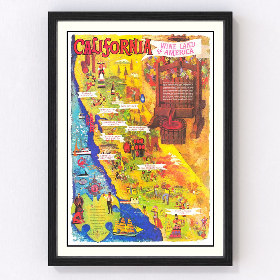 California Vintage Map 1960