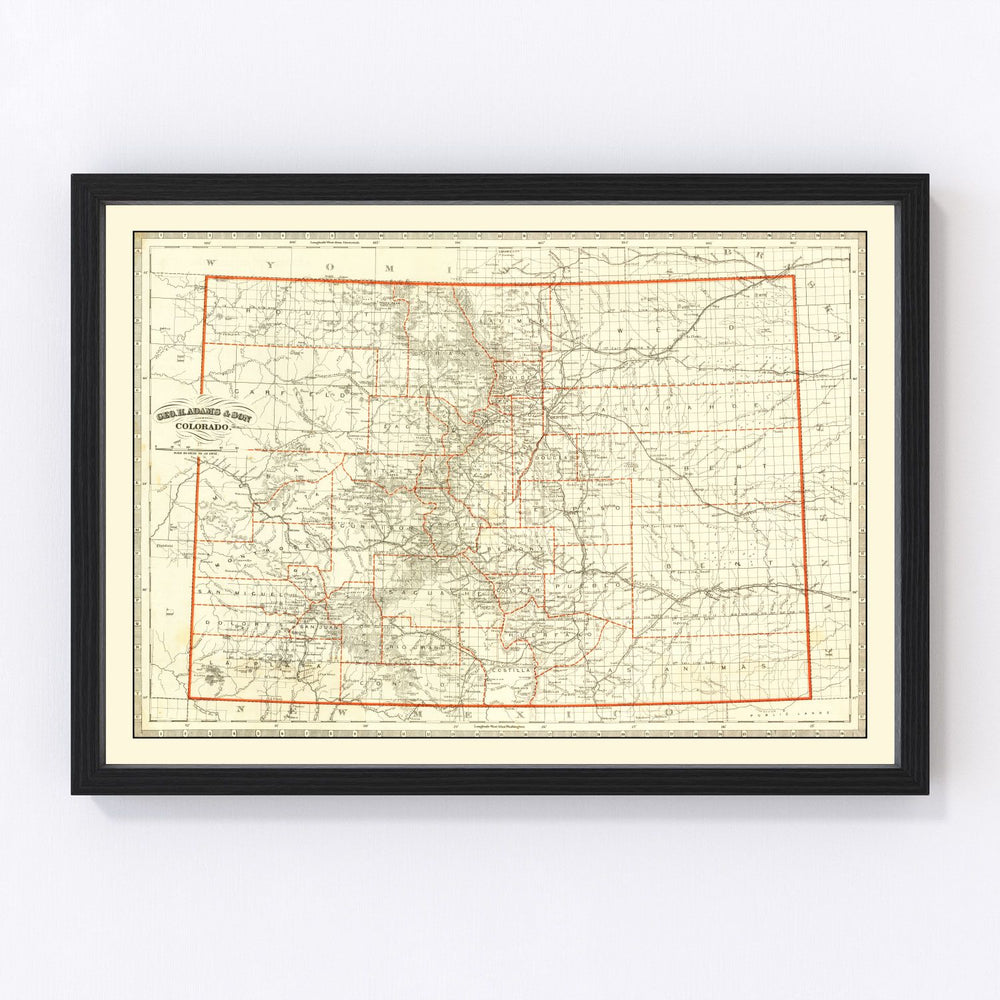 Colorado Vintage Map 1884