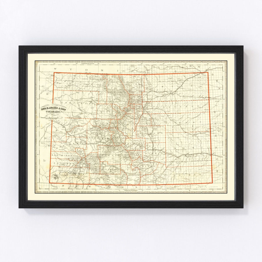 Vintage Map of Colorado 1884