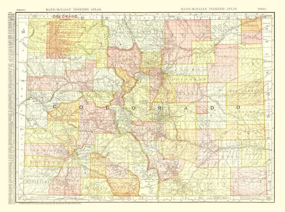 Vintage Map of Colorado 1908 print style example