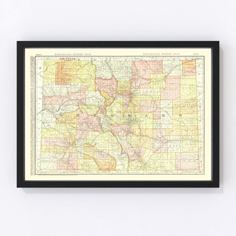 Colorado Vintage Map 1908