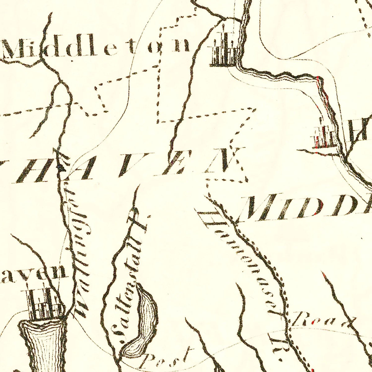 Restored historic details from the 1795 state map of County, Connecticut
