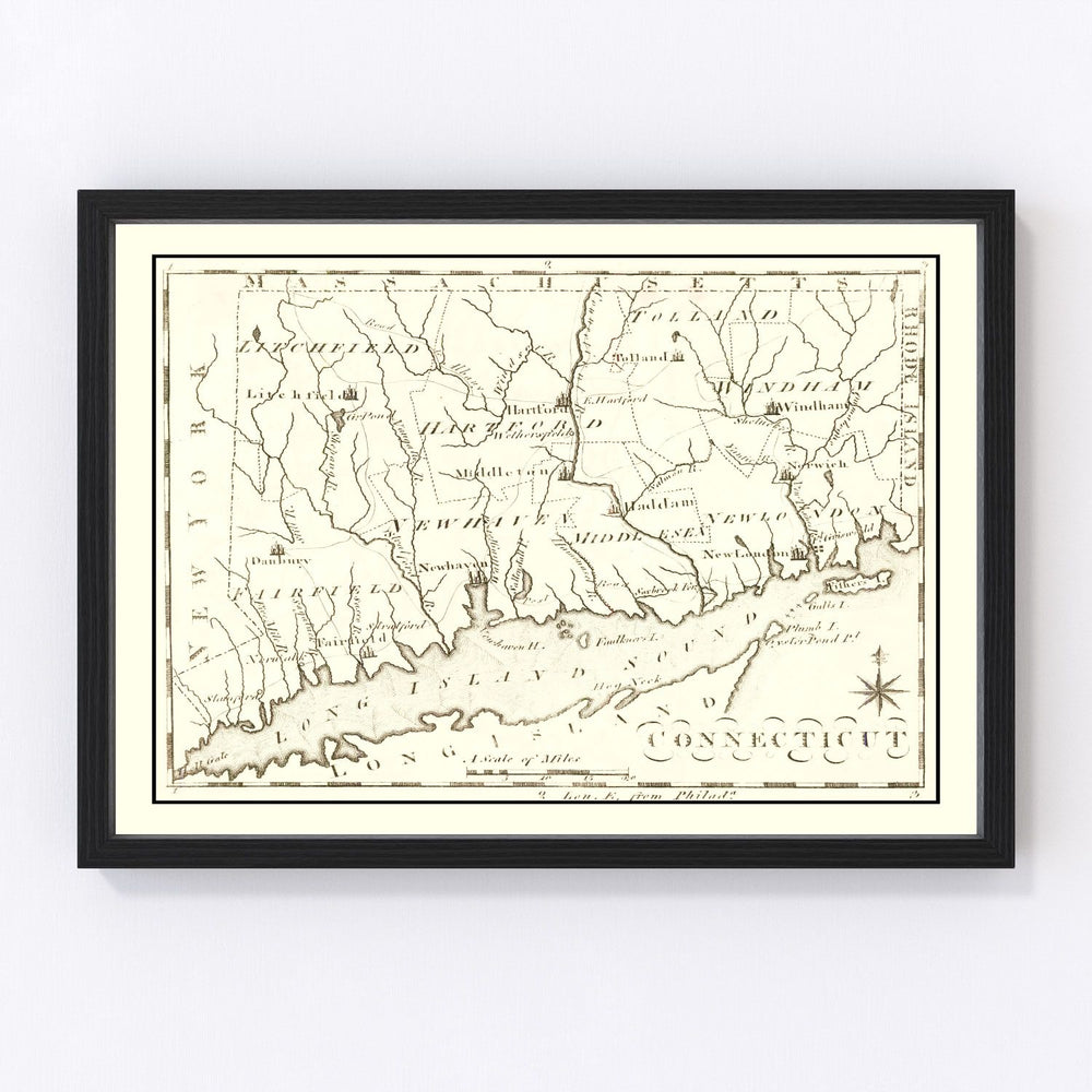 Connecticut Vintage Map 1795