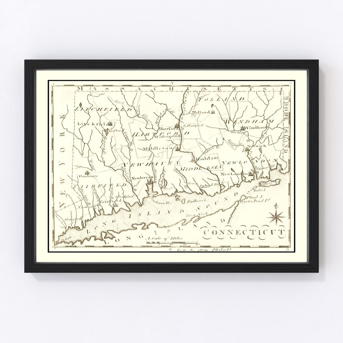 Connecticut Vintage Map 1795
