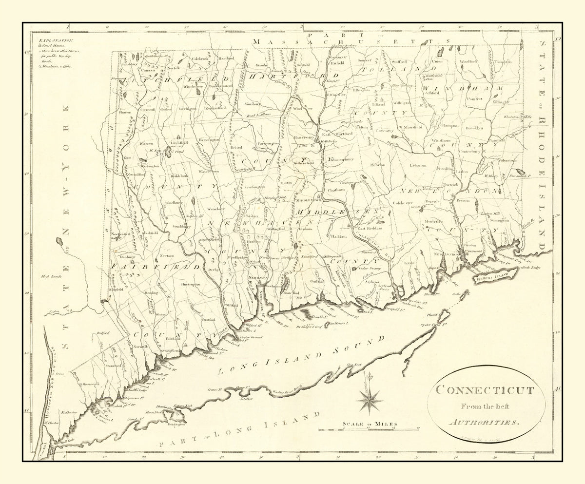 Preview of Vintage Map of Connecticut 1796