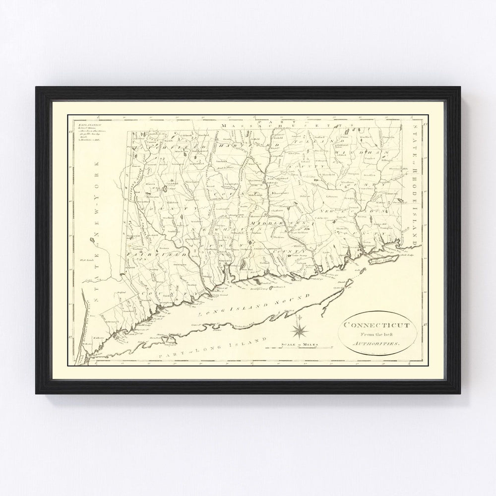Connecticut Vintage Map 1796