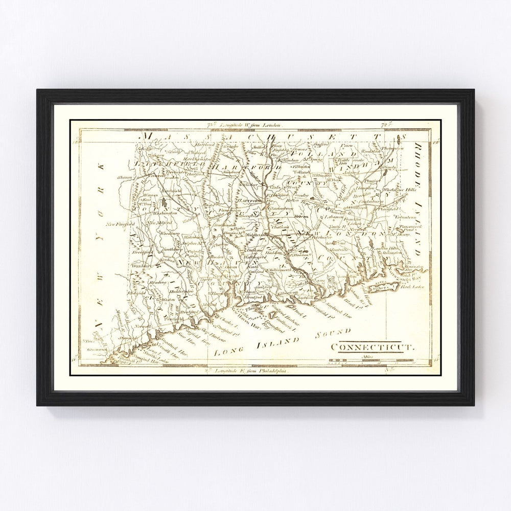 Connecticut Vintage Map 1814