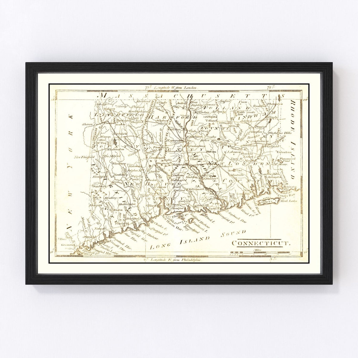 Connecticut Vintage Map 1814