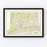 Connecticut Vintage Map 1856
