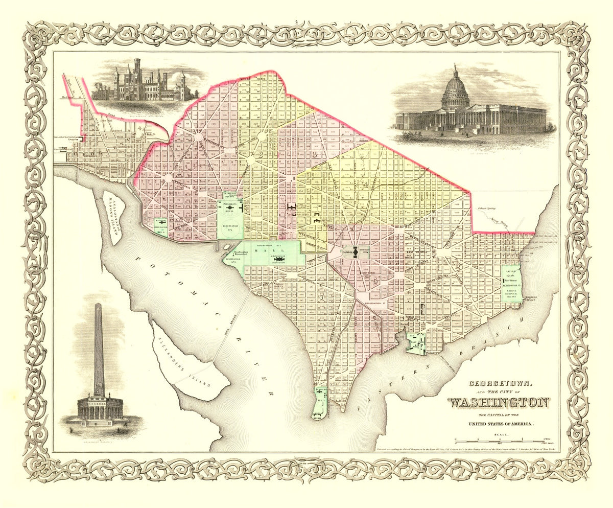 Preview of Vintage Georgetown & Washington DC Map 1856