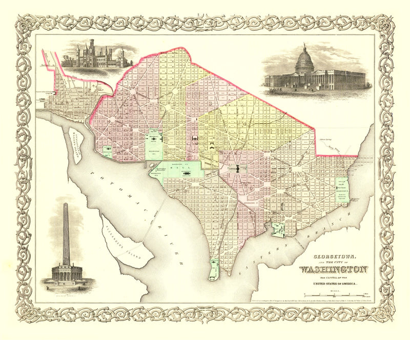 Size comparison using Vintage Georgetown & Washington DC Map 1856