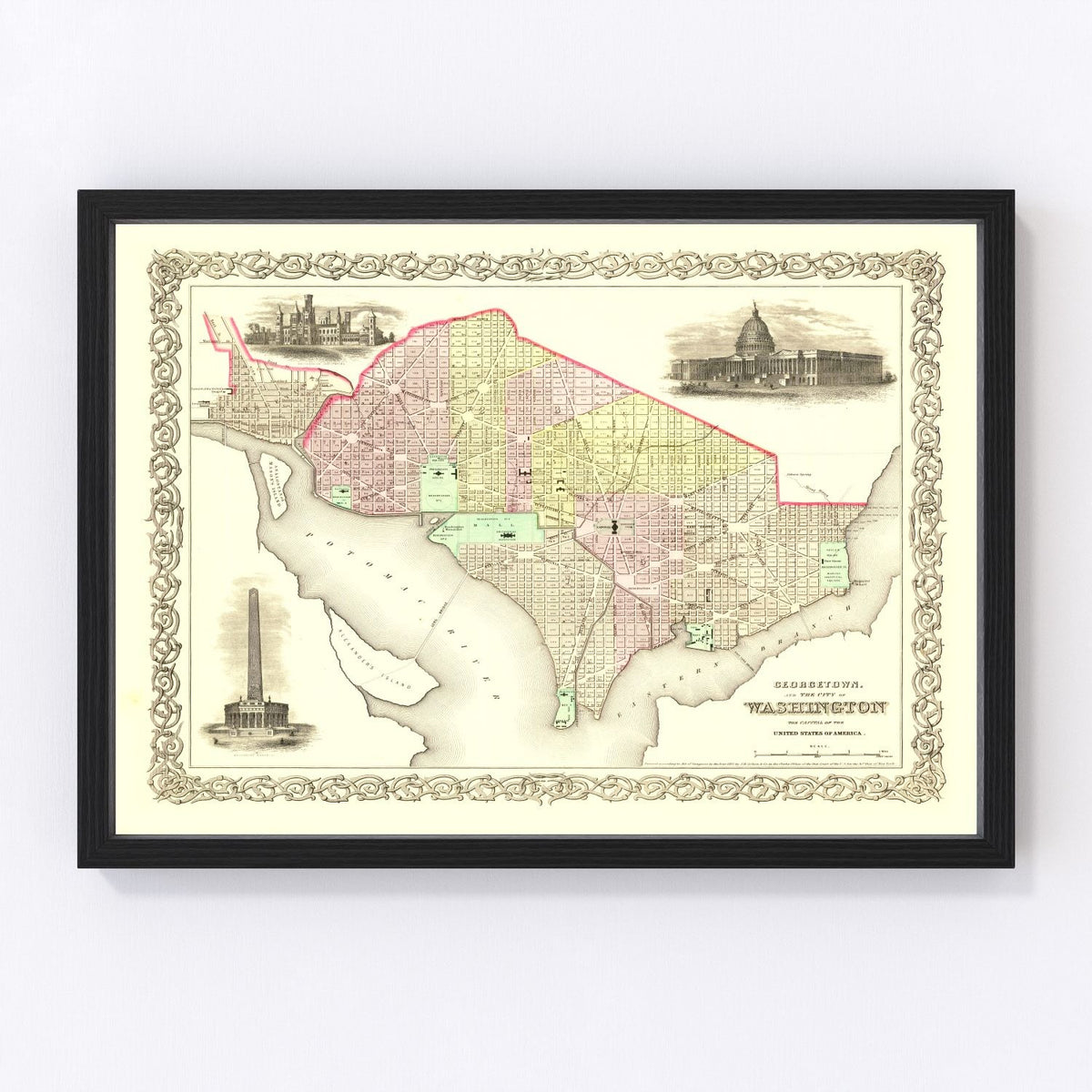 Washington Vintage Map 1856