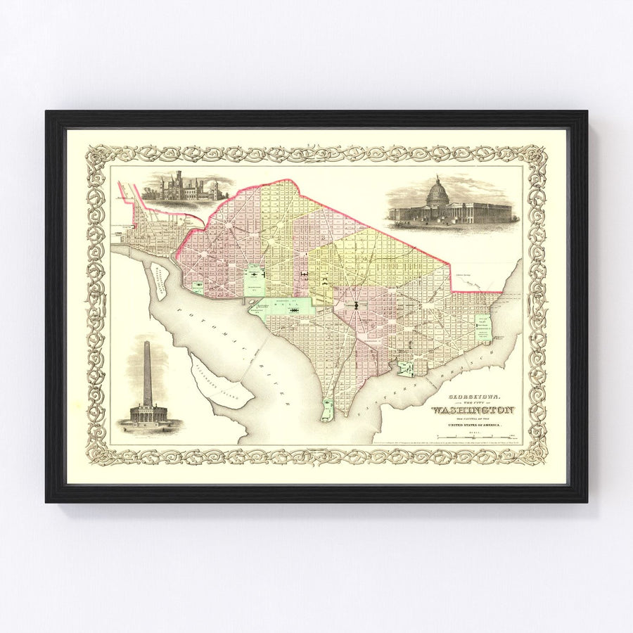 Washington Vintage Map 1856