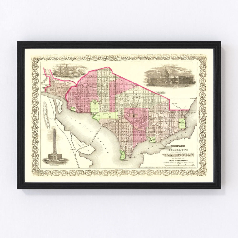 Washington Vintage Map 1866