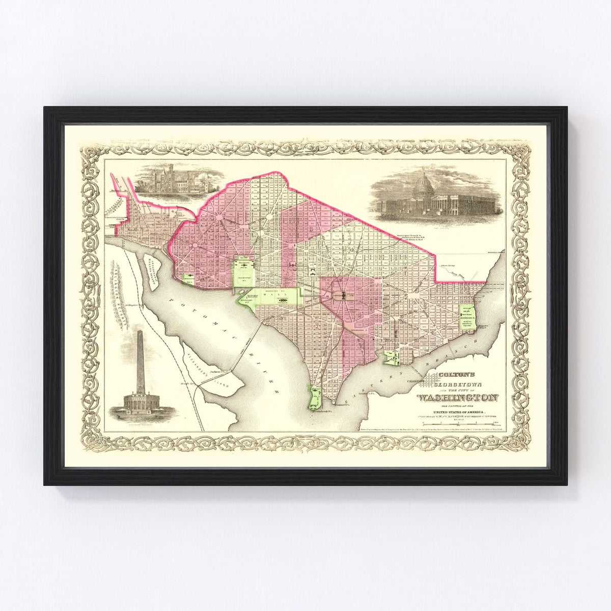 Washington Vintage Map 1866