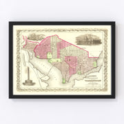 Washington Vintage Map 1866