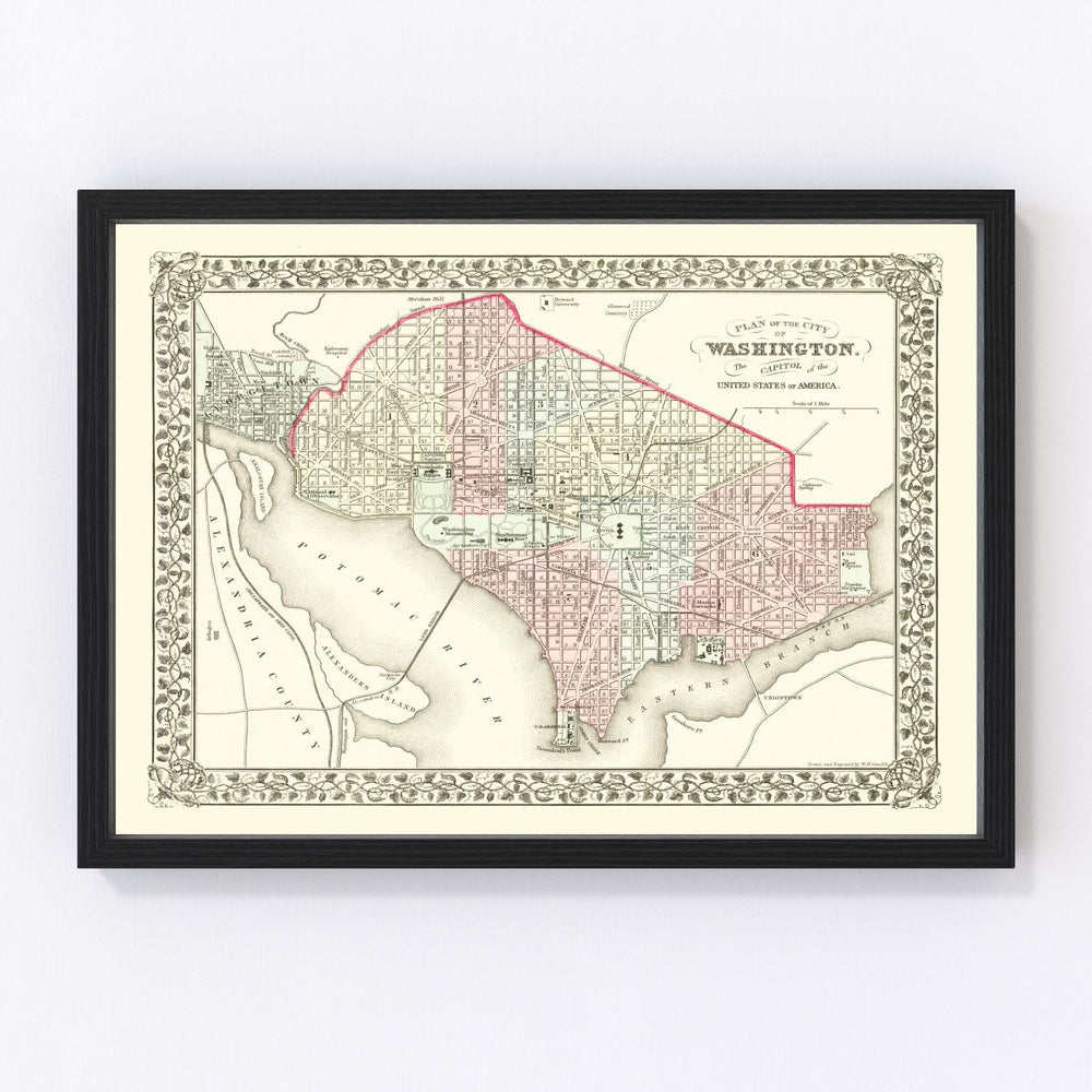 Washington Vintage Map 1878