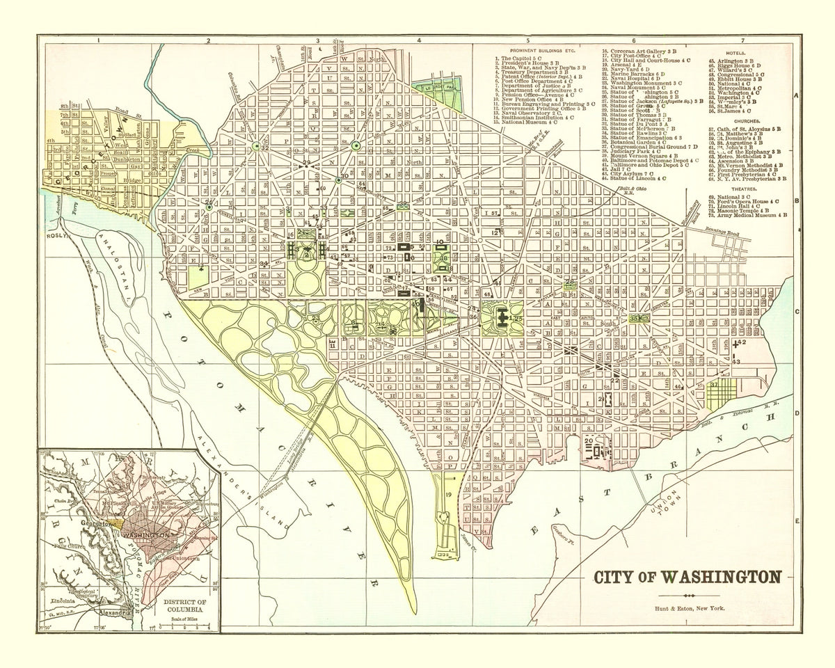Preview of Vintage Map of Washington, DC 1893