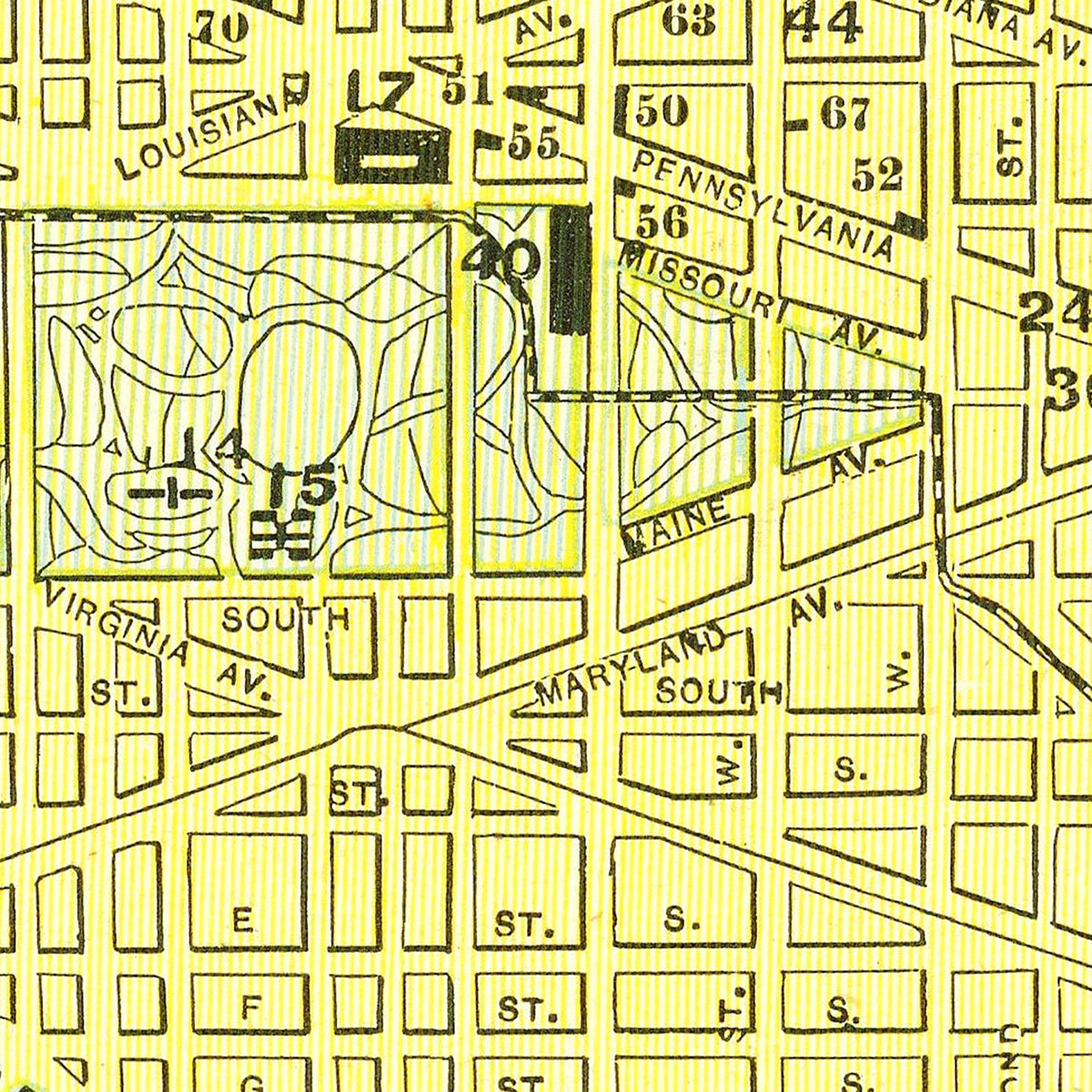 Restored historic details from the 1899 city map of Washington, DC