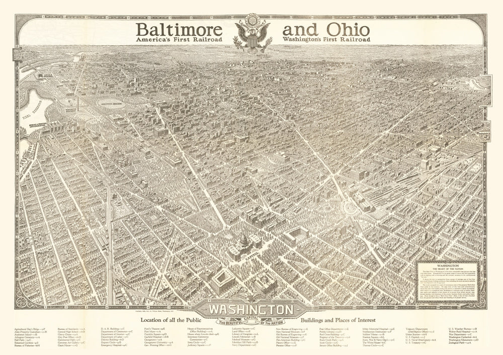 Vintage Map of Washington, DC 1923 print style example