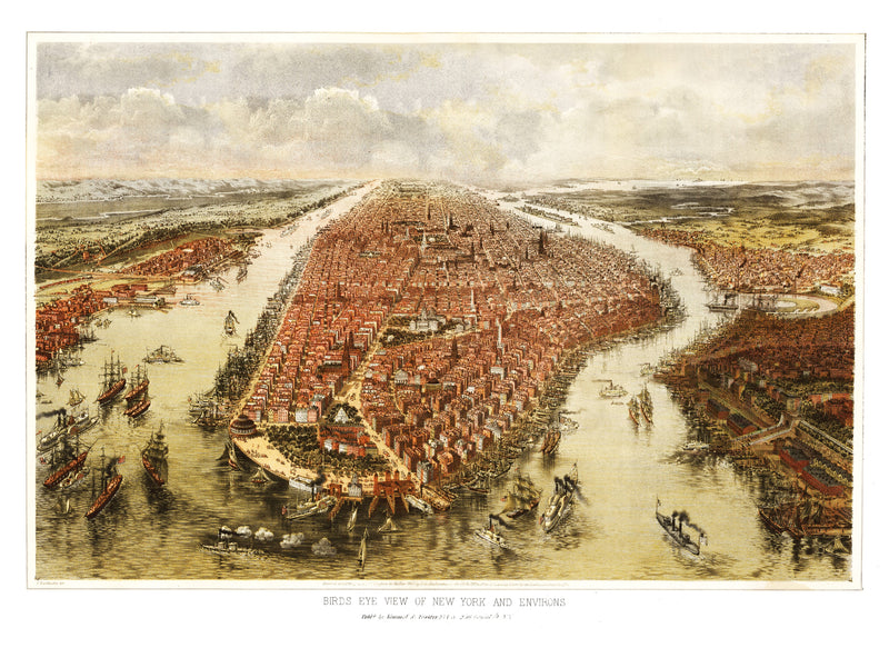 Size comparison using Vintage Map of NYC, New York 1865