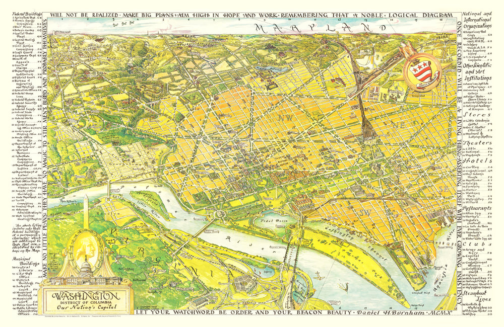 Vintage Map of Washington, DC 1948 print style example