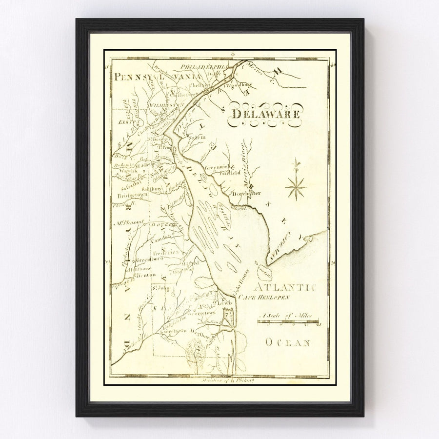 Vintage Map of Delaware 1795