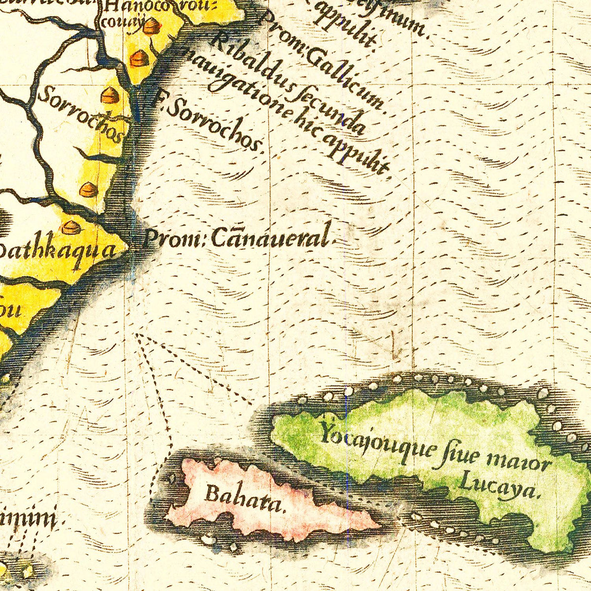 Restored historic details from the 1591 state map of County, Florida