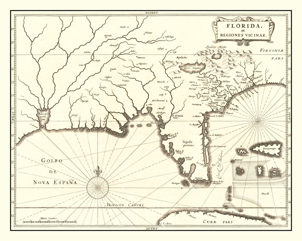 Vintage Map of Florida 1834 print style example