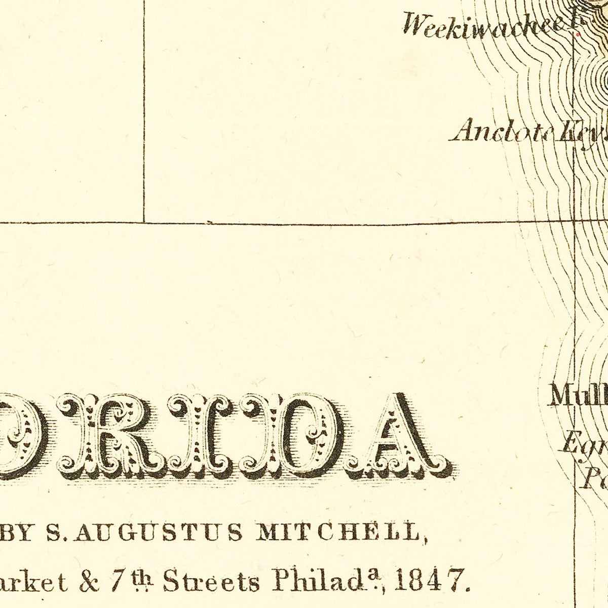 Restored historic details from the 1847 state map of County, Florida