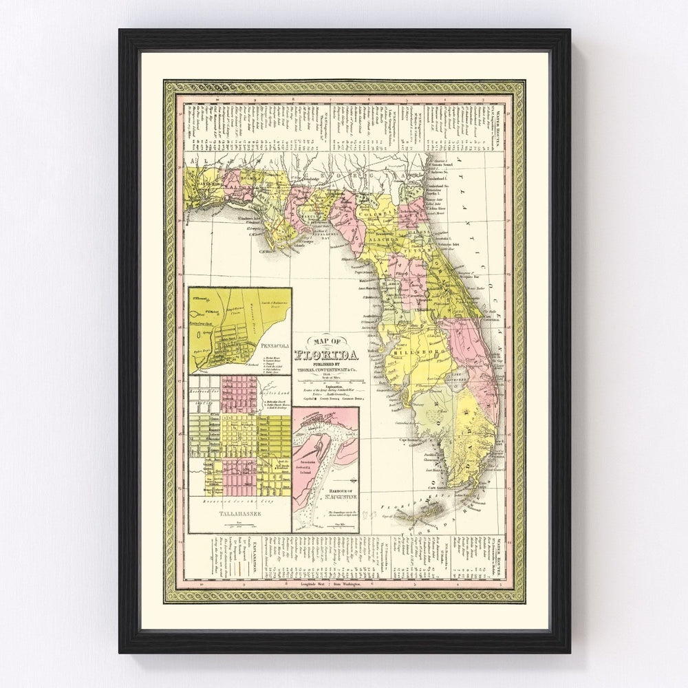 Florida Vintage Map 1854