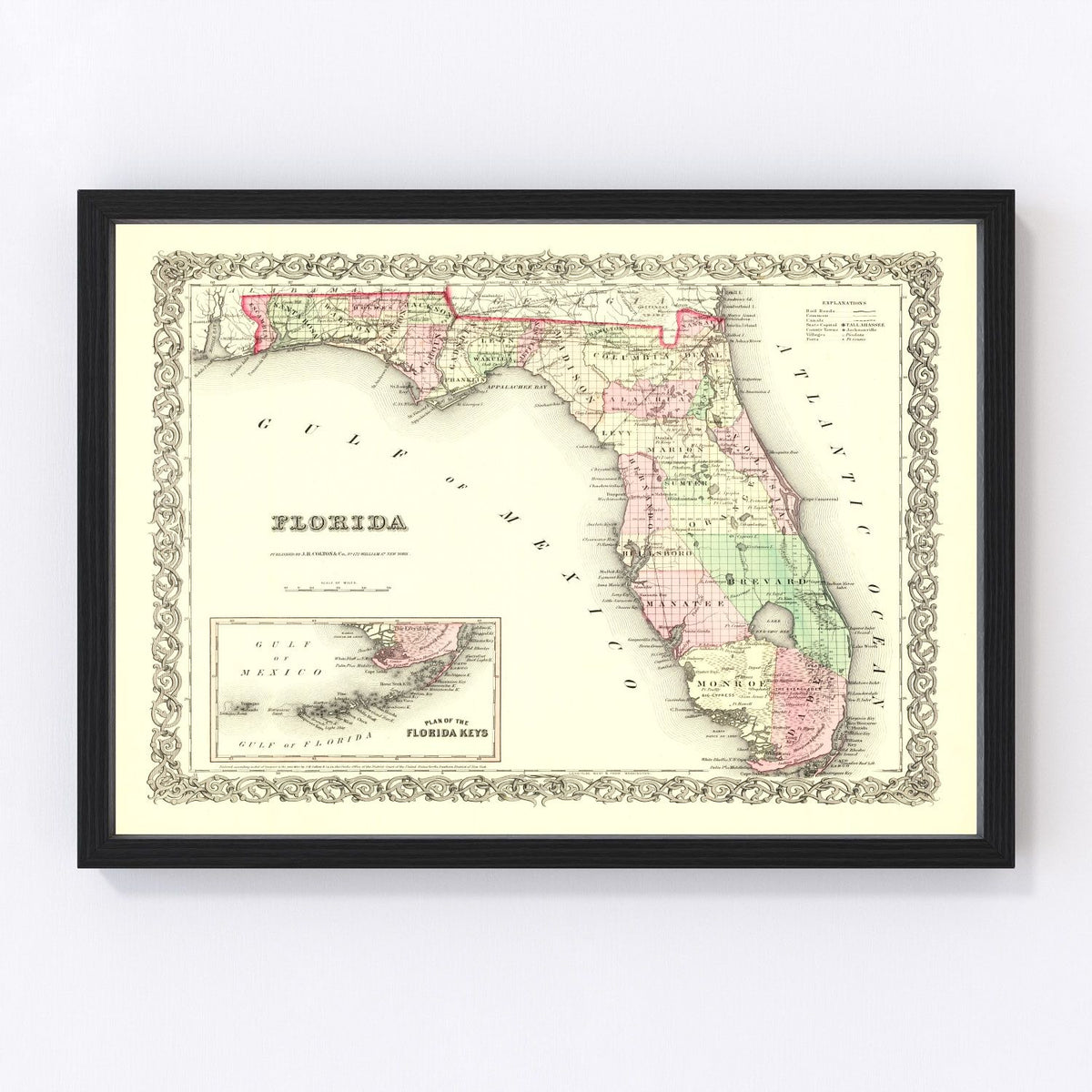 Florida Vintage Map 1855