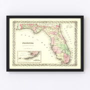 Florida Vintage Map 1855