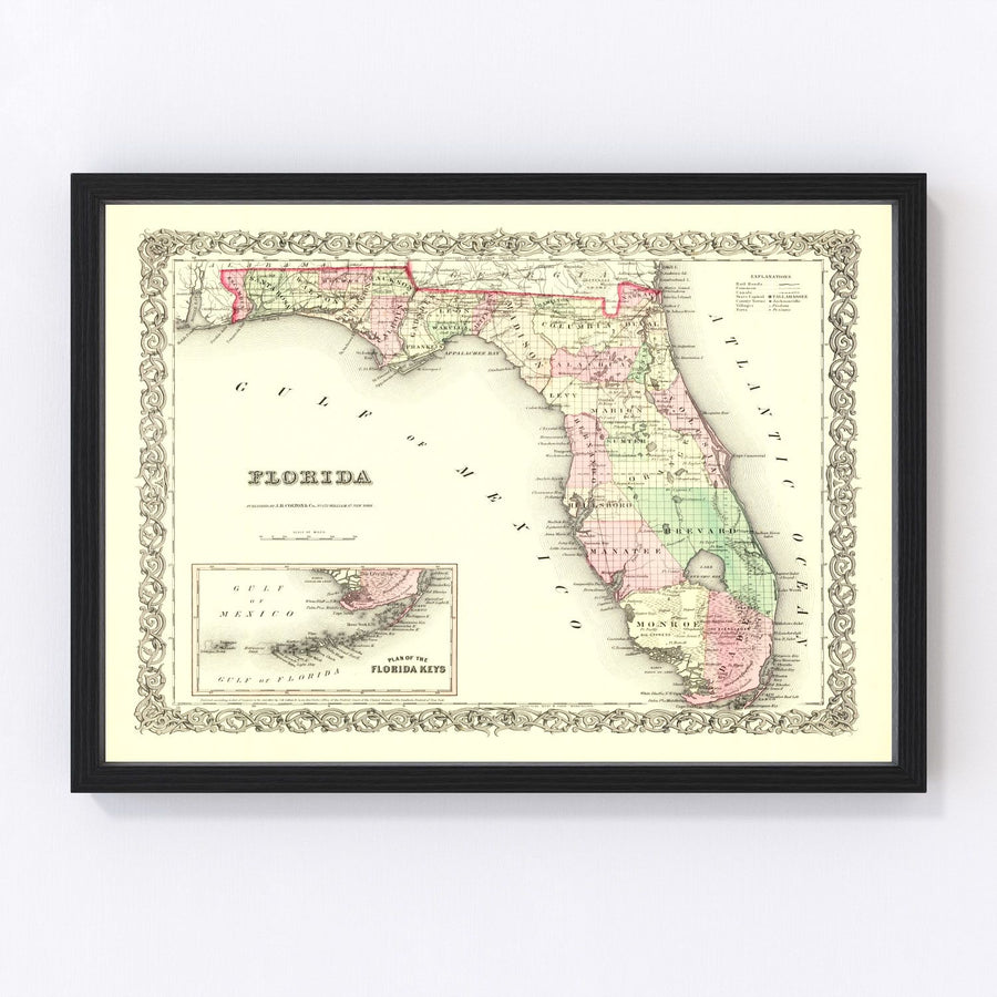 Florida Vintage Map 1855