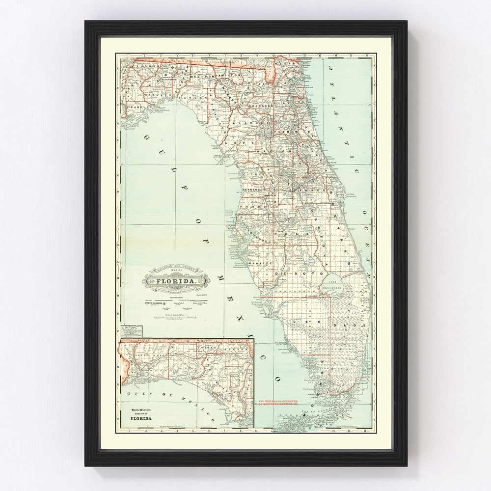 Florida Vintage Map 1888