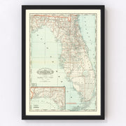 Florida Vintage Map 1888