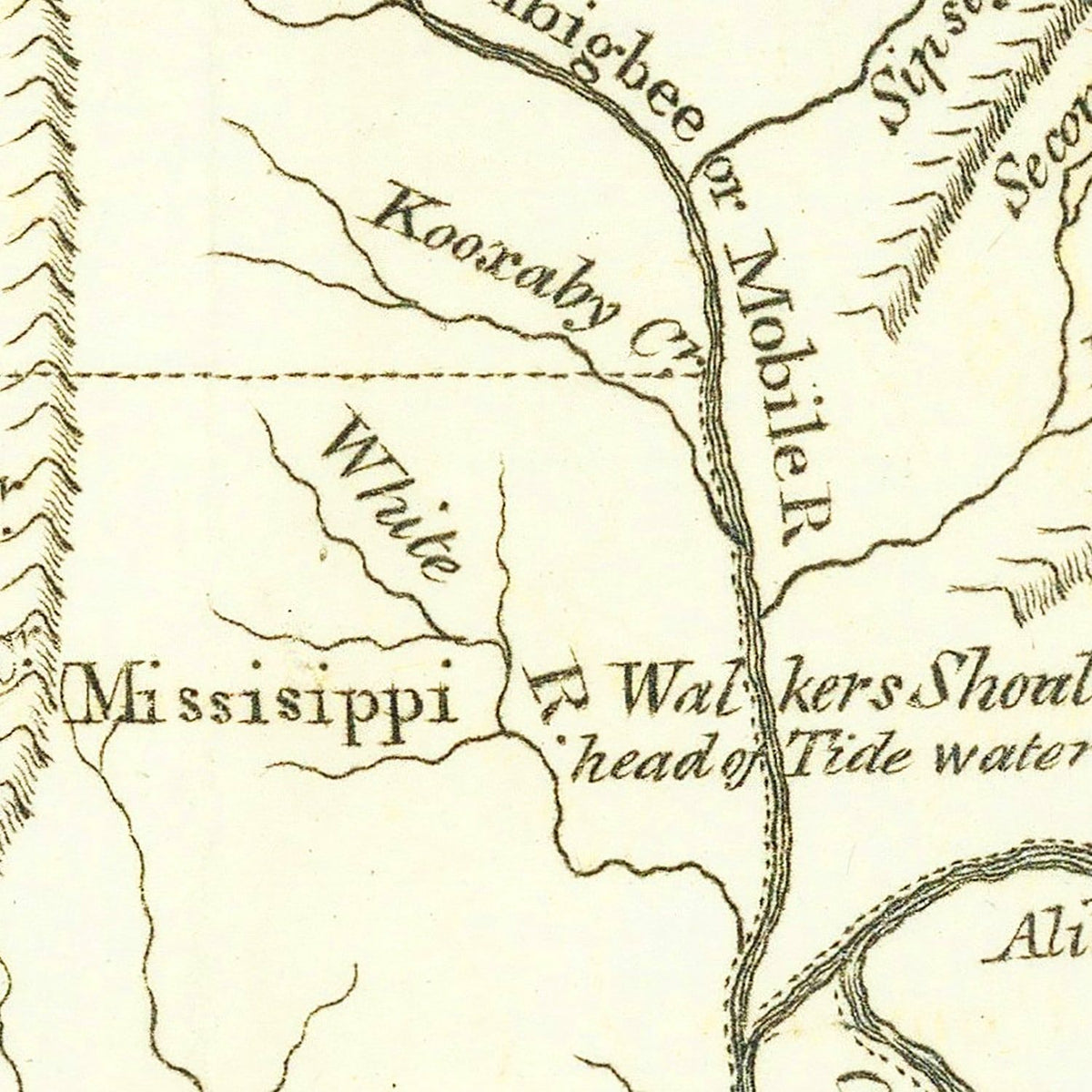 Restored historic details from the 1797 state map of County, Georgia