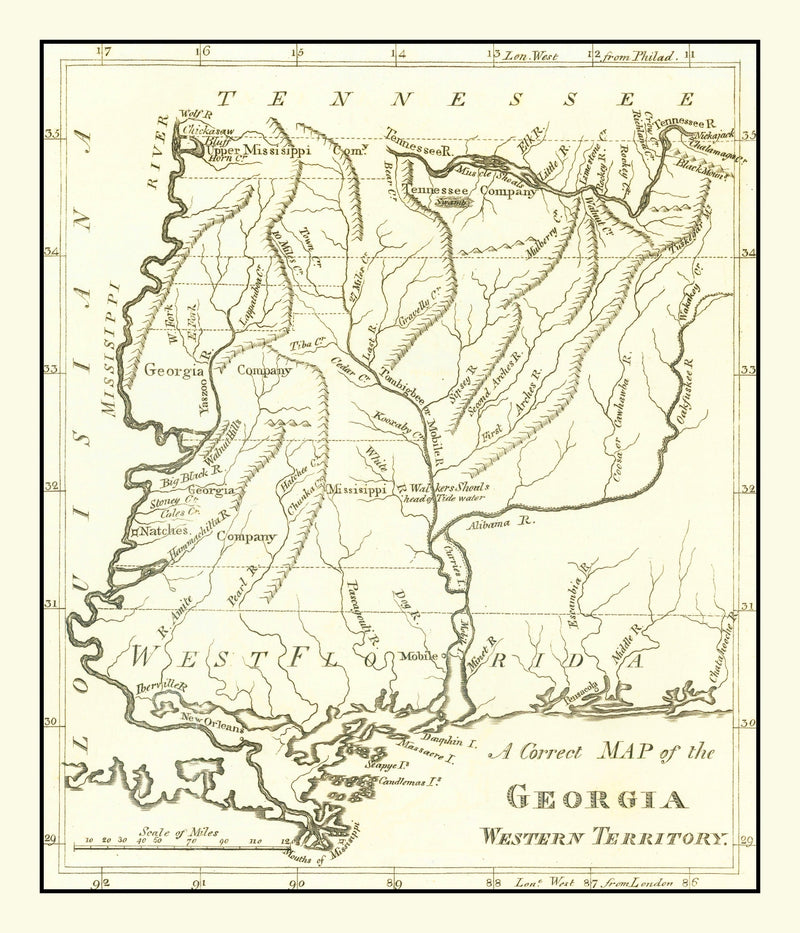 Size comparison using Vintage Map of Georgia 1797