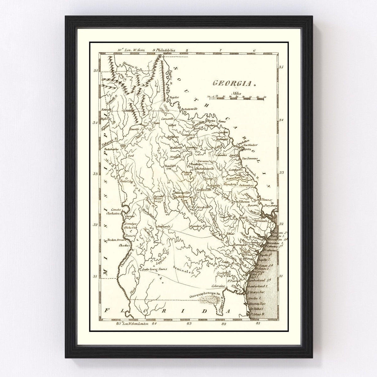Georgia Vintage Map 1814