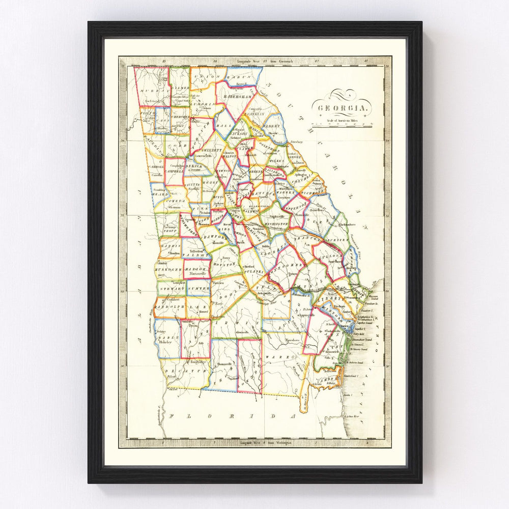 Georgia Vintage Map 1836