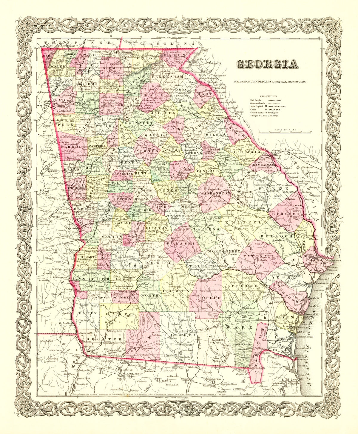 Preview of Vintage Map of Georgia 1855