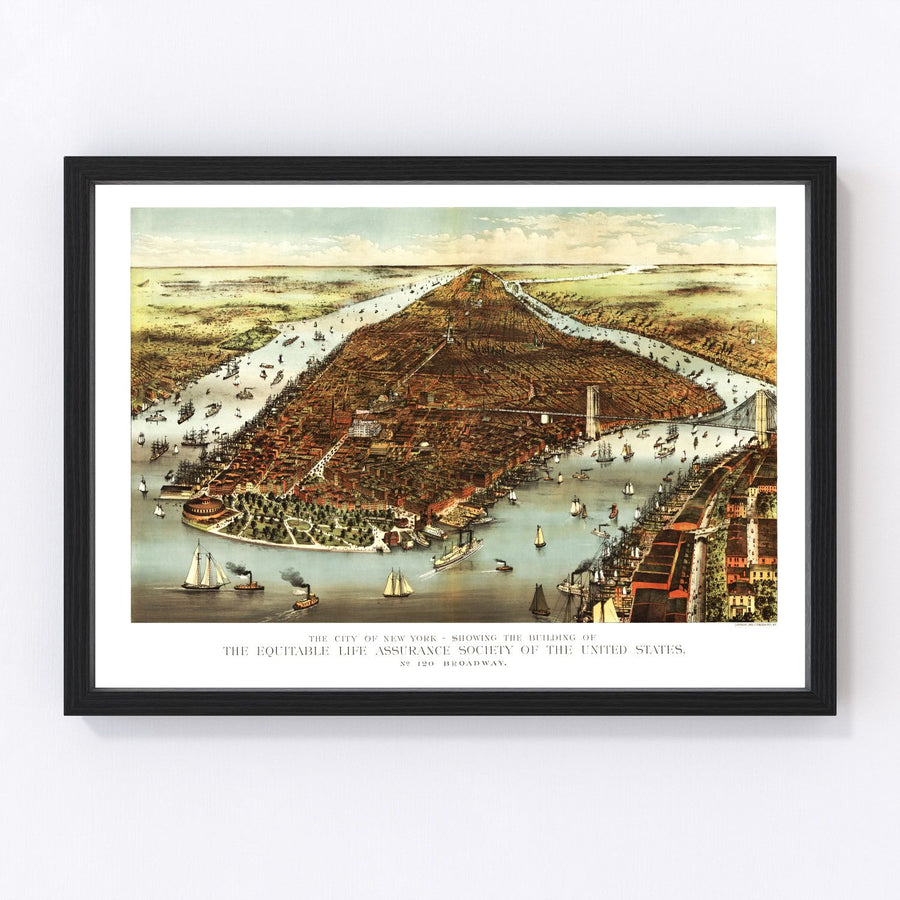 New York City Vintage Map 1870
