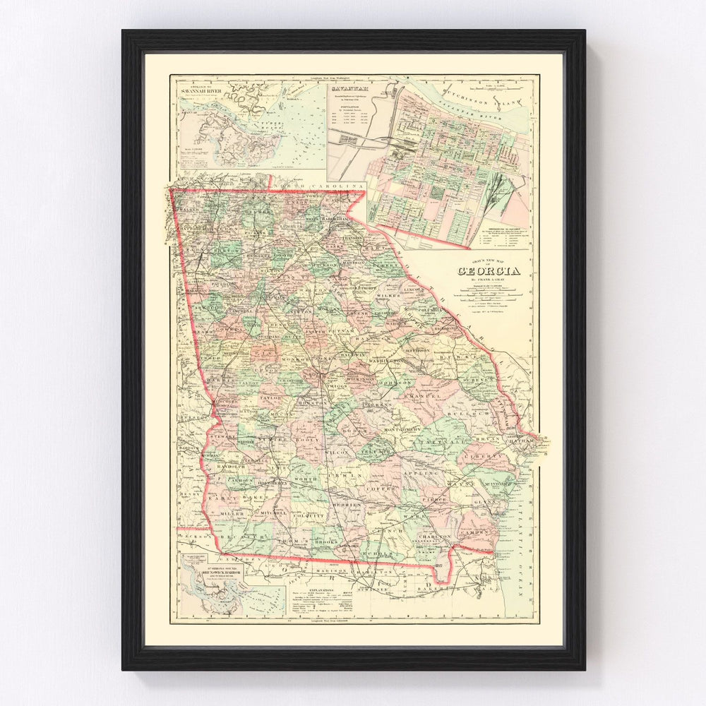 Georgia Vintage Map 1876