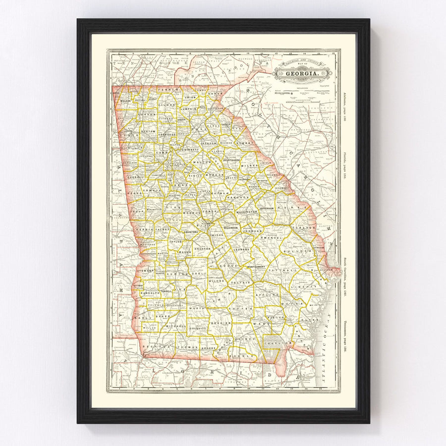 Georgia Vintage Map 1884
