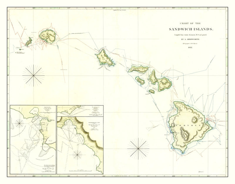 Size comparison using Vintage Map of Hawaii 1832