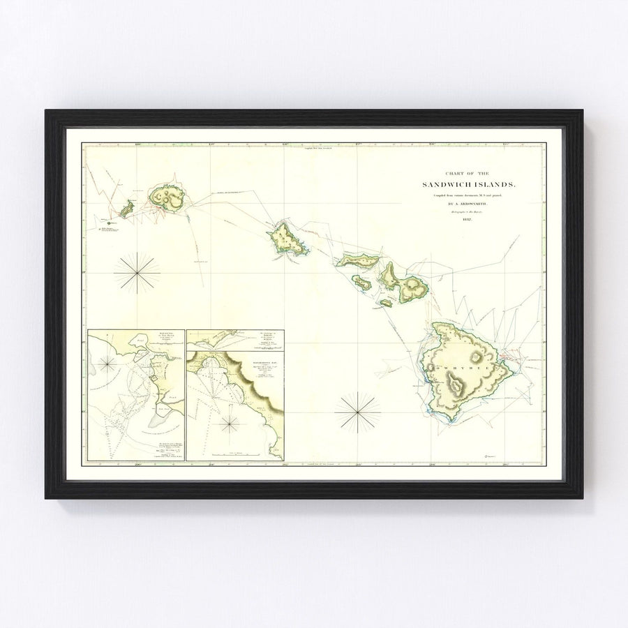 Hawaii Vintage Map 1832