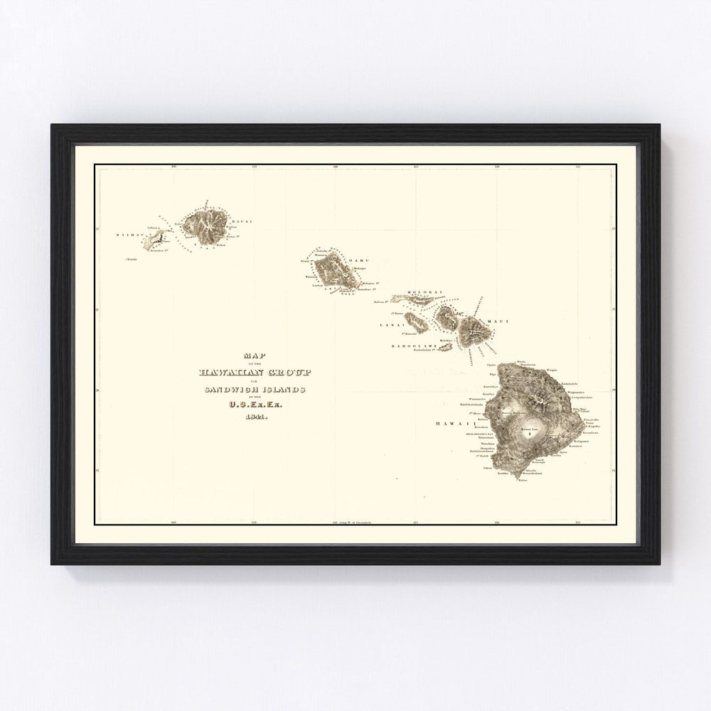 Hawaii Vintage Map 1845