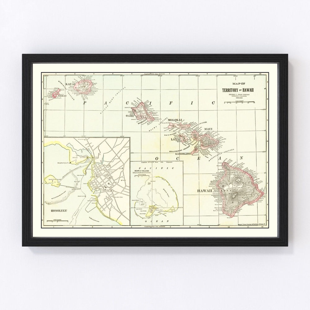 Hawaii Vintage Map 1917