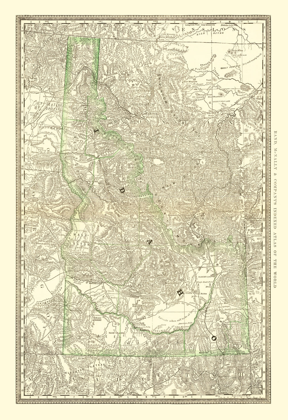 Vintage Map of Idaho 1884 print style example