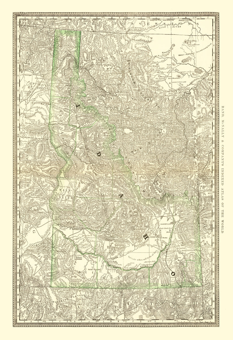 Size comparison using Vintage Map of Idaho 1884